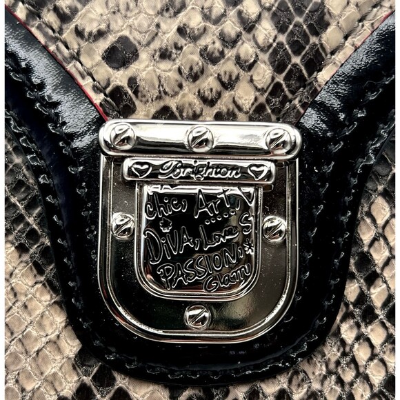 City Block Collection Brighton Black Leather Python Frame Purse Shoulder Strap - Picture 3 of 16